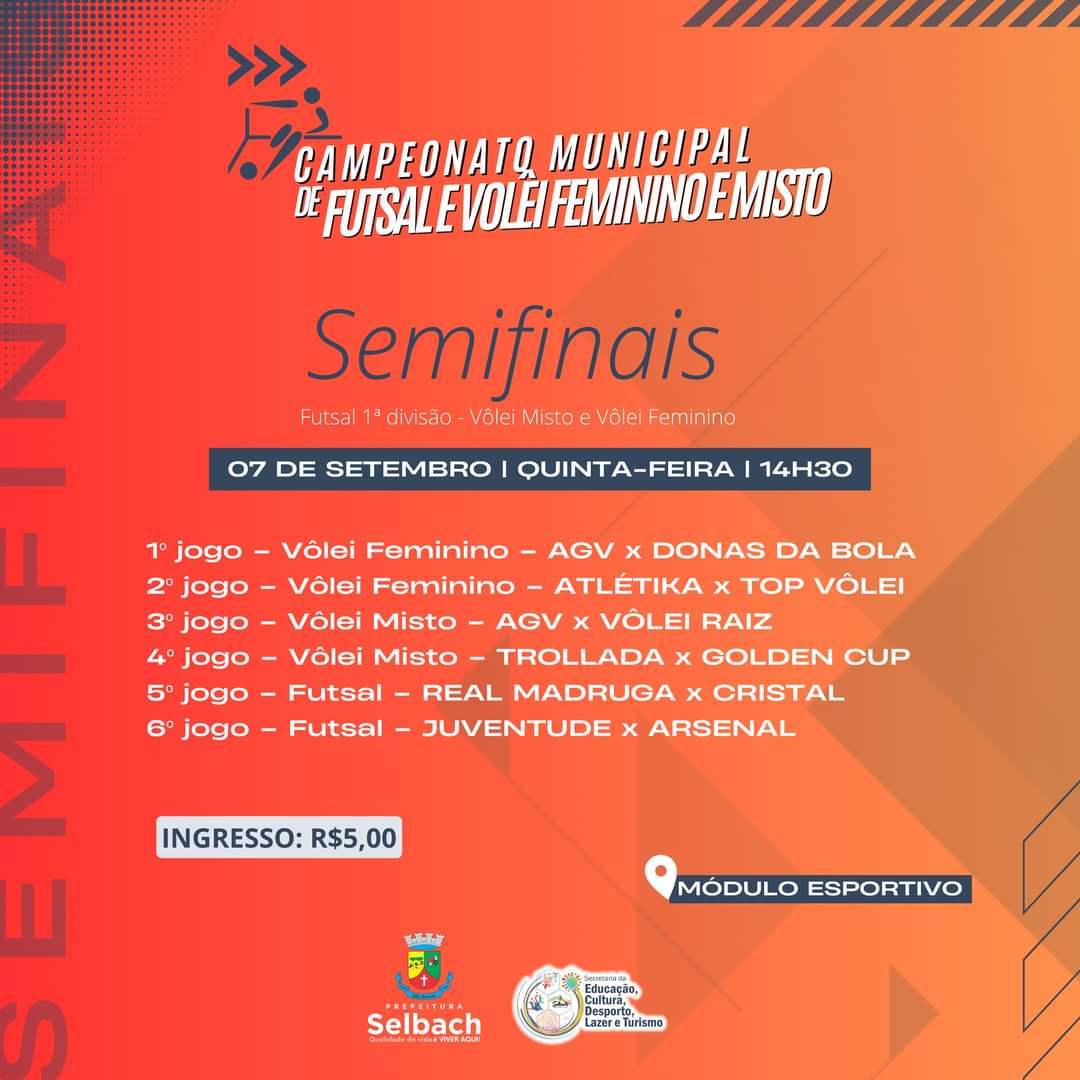 Semifinais do Municipal de Futsal 1ª Divisão e Vôlei Feminino e Misto