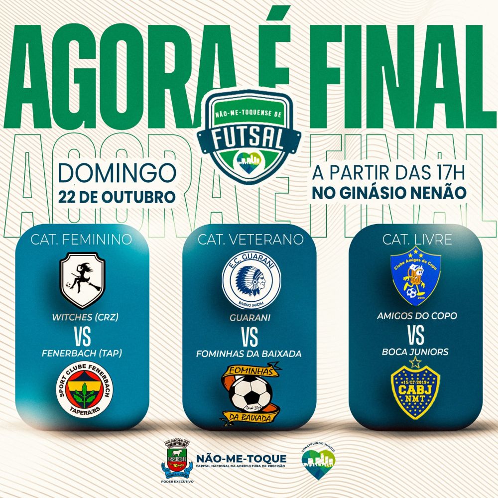 Domingo 22 tem finais do Municipal de Futsal de Não Me Toque JE