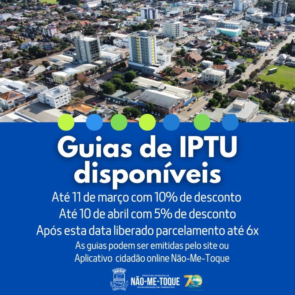 Guias de IPTU já podem ser emitidas em Não Me Toque JE Acontece