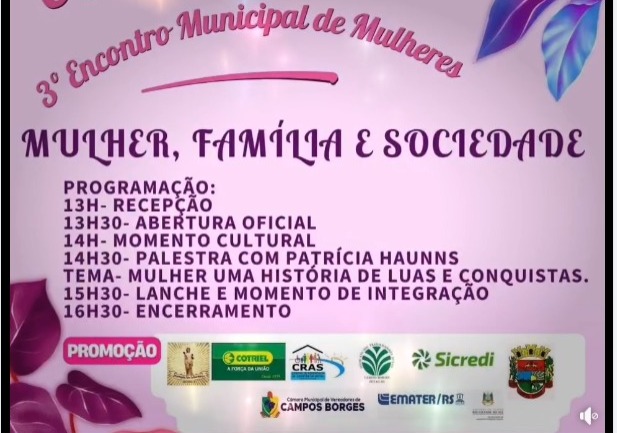 Encontro Municipal De Mulheres De Campos Borges Ser Na Sexta Feira